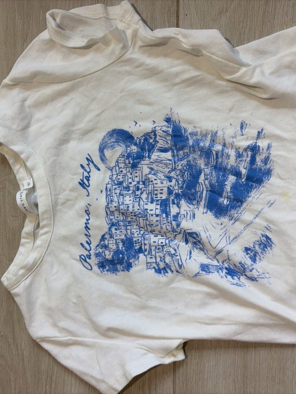 Altar'd State White Kids Tee with Blue Coastal Graphic